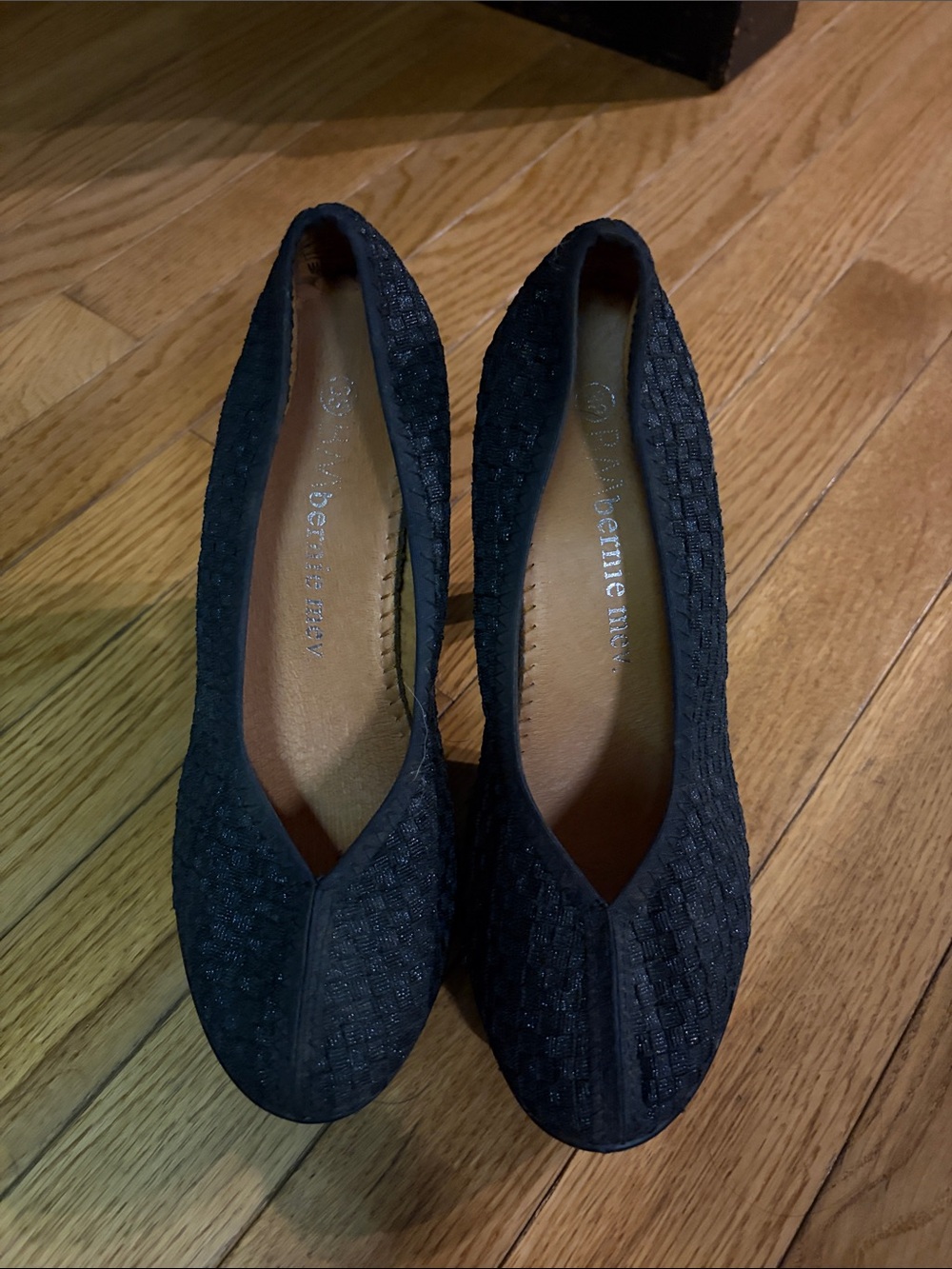 bernie mev. Black Woven Slip-On Ballet Flats